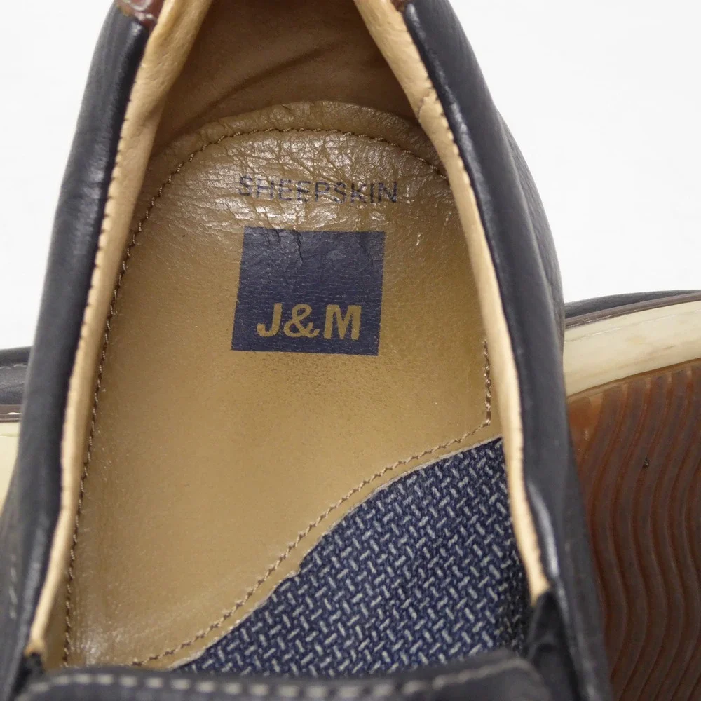Johnston & Murphy Mens McGuffey Slip On Shoes Black Leather Sheepskin 13M